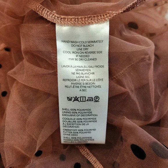 Maeve Anthropologie Polka Dot Tulle Maxi Skirt Brown Black Flocked Mesh Medium - Picture 7 of 8